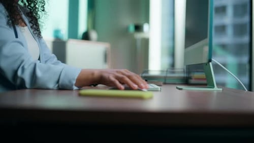 Closeup Businesswoman Arms Typing Keyboard In Office. Unknown Ceo Pressing Modern Computer Button...