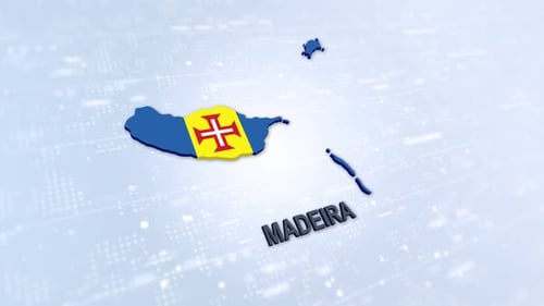 3D Animated Map of Madeira Island with Waving Flag