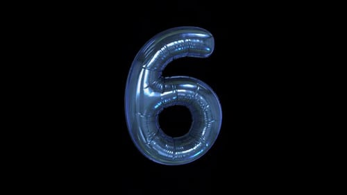 Glossy Blue Balloon Countdown from Ten