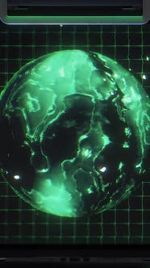 3D Sci Fi Digital Screen With Spinning Orb Of Plasma