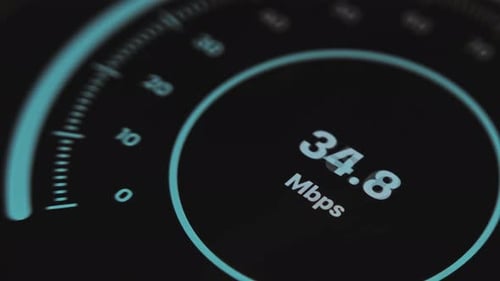 Mbps Digital Speedometer Moving Needle Close Up