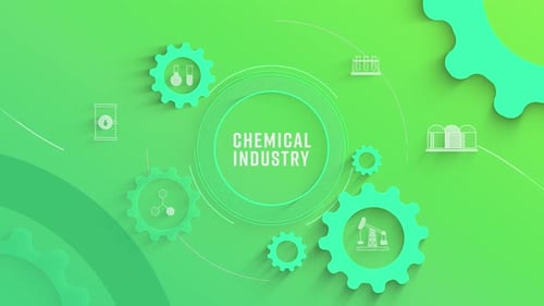 Flat Infographic Icons Background Chemical Industry Loopable Animation