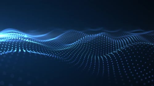 Abstract Digital Wave of Glowing Particles Background