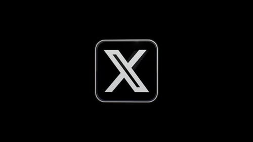 3D Rotating Metallic Letter X Icon Loop