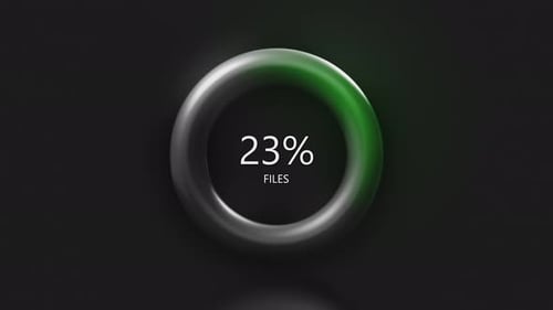 Neon Colour Circle Counter on Black Background with Counting From 0 to 100 Percent