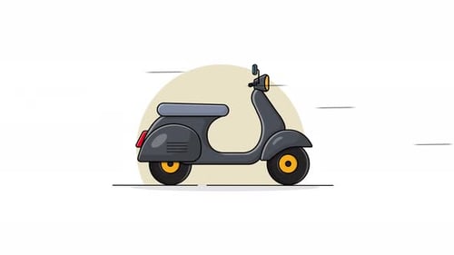 Flat Design Scooter Driving Animation Loop