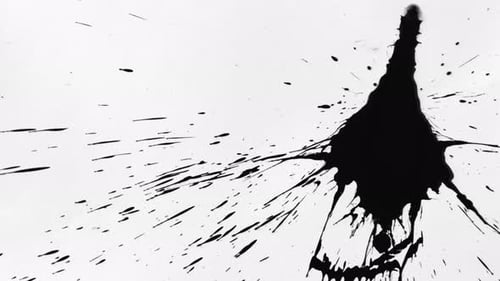 Hison Collection: Ink splat in right corner from above with copyspace shot in 4k