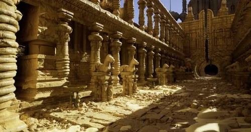 Ancient Temple Ruins Reveal Intricate Carvings and History in Daylight