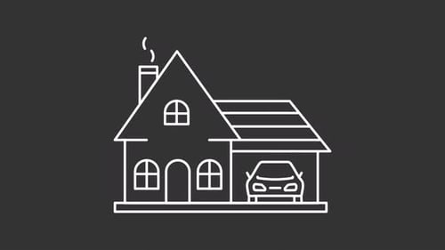 Minimalist Line Art House Drawing with Car Garage Animation