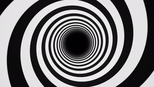 Black And White Hypnotic Spiral Tunnel Background Vj Loop In 4K
