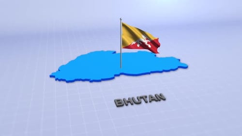 Carte du Bhoutan avec drapeau
