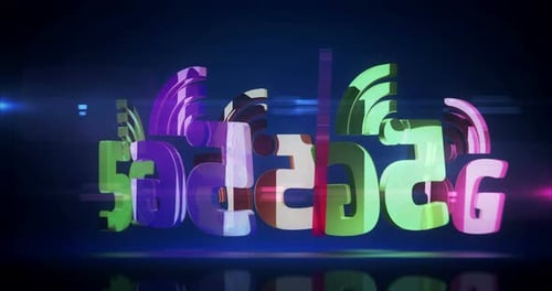 5G mobile wireless network technology glass symbol looped