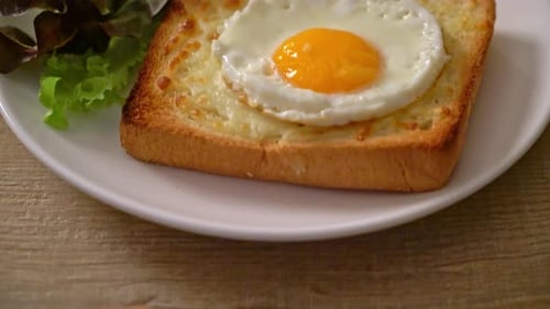 Egg and Cheese Toast with Fresh Salad