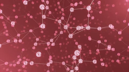 Bewegliche Plexuslinien und E-Mail-Schilder. Verbundene Leitungen und E-Mail-Symbole, Schleife