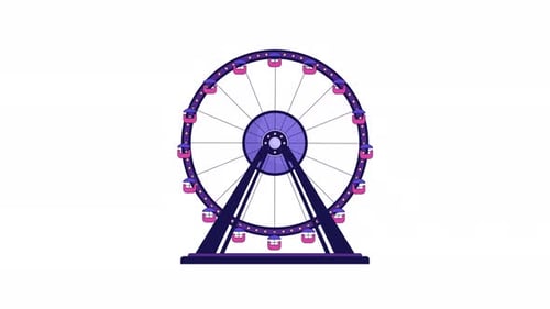 Fairground ferris wheel ride line 2D object animation