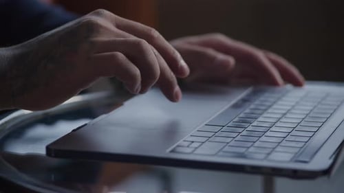 Scroll Down on Laptop Touchpad Close Up