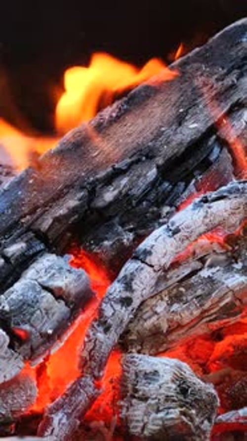 Close Up of a Burning Wood Fire
