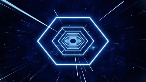 Vj Hexagon Tunnel Neon Space concert intro game edm music stage party openers titles background loop