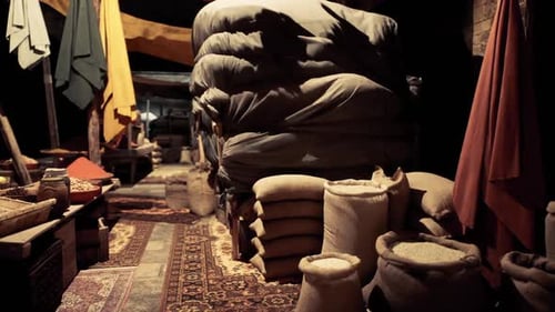 Traditional Market Spices and Grains Display