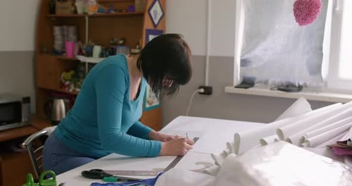 Dressmaking Process Tailor Desk Paper Ruler Studio