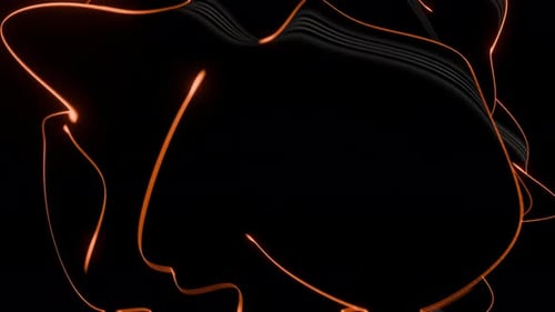 Render 3D de geometría abstracta, fondo de introducción, brillo y rotación en negro