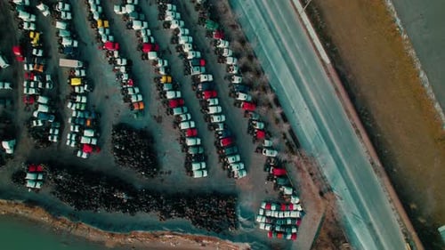 Aerial View of a Truck Depot
