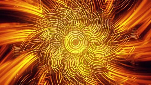 Abstract Swirling Golden Energy Lines Loop Background