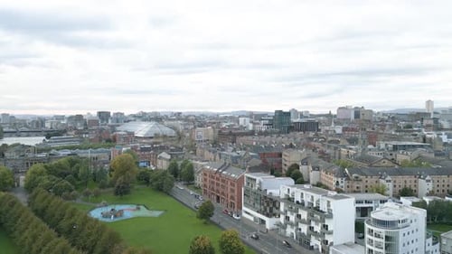 Aerial Rise Glasgow Skyline Merchant City, Urban Landscape