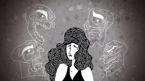 woman with paranoid schizophrenia seeing frightening faces