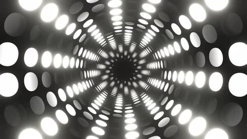Weißer abstrakter Neonkreislicht-Rotationshintergrund Vj Loop In 4K