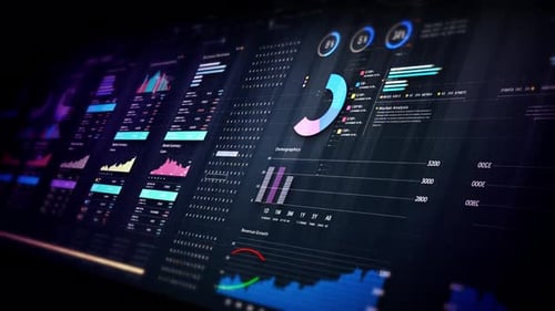 Futuristic Animated Data Dashboard with Business Analytics