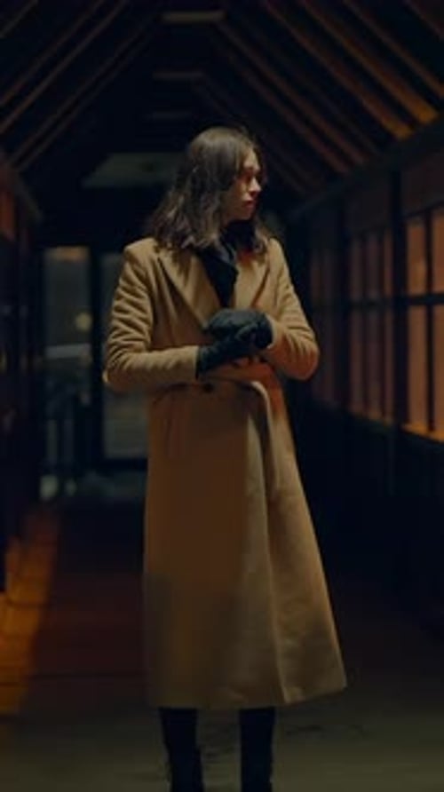 An Enigmatic Figure Standing Alone in a Dimly Lit and Shadowy Corridor of Mystery and Ambience