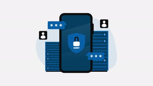 Data privacy animation smartphone with lock icon symbolizing security.