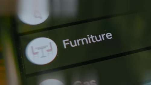 Categoria de móveis no aplicativo de orçamento