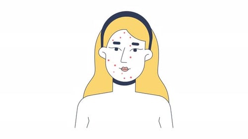 Blonde woman acne breakout skin problem cartoon animation