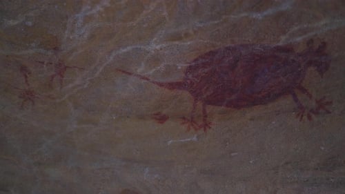 Rock Paintings on an Archeological Site at Serra Da Capivara National Park Brazil