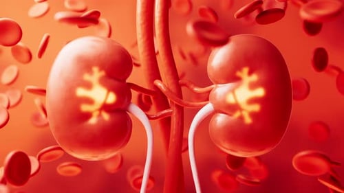 Kidney with biology and health care concept