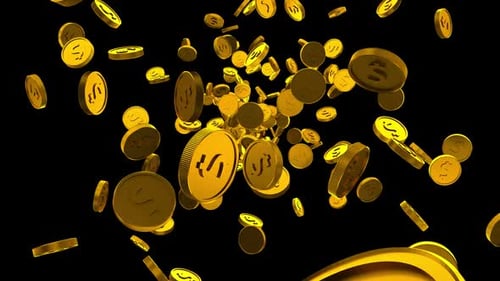 Falling Gold Coins with Dollar Signs Dynamic Background Loop