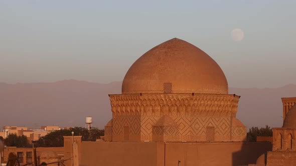 A Panoramic View of the Rooftops of the Old City of Yazd Iran at Sunset ...