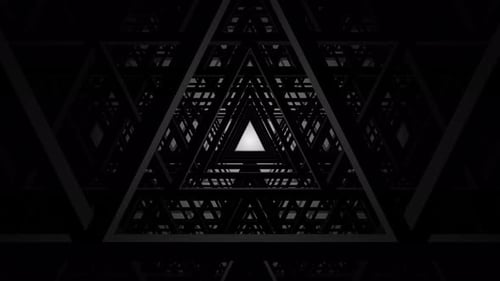 Abstract Black and White Multiple Triangles Tunnel Loop Animation