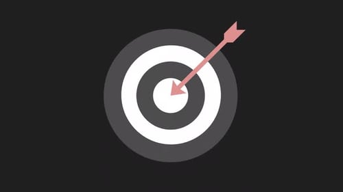 Animated Flat Design Target with Arrow Hitting Bullseye