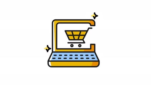 Animated Laptop Online Shopping Checkout Icon