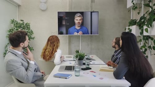 Business Colleagues in a Meeting with Video Conference