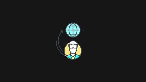Global Connection Icon Animation in Flat Design Style