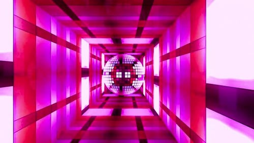 Túnel abstracto vibrante con brillantes luces rosas y moradas que crean una perspectiva dinámica, perfecta