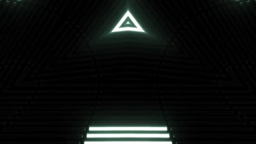 Dynamic neon tunnel abstract background with glowing geometric shapes