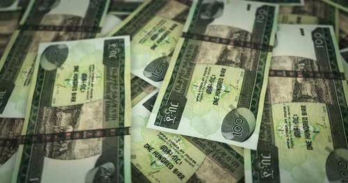 Ethiopia Birr growing pile of money seamless loop