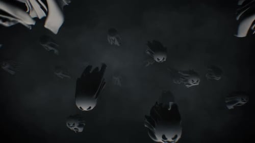 Floating Spooky Halloween Ghosts Animated Background Loop