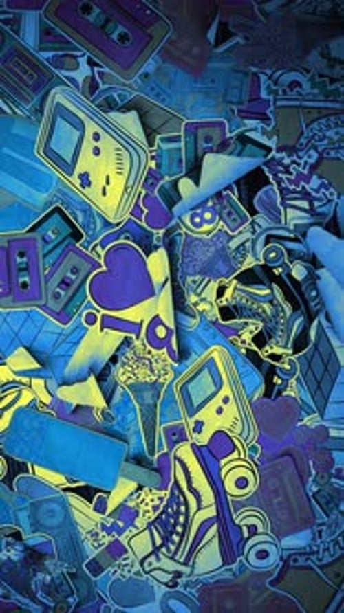 Dynamic Retro 80s Neon Technology Pattern Animation