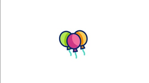 Colorful Animated Balloons Pop in Flat Design Style